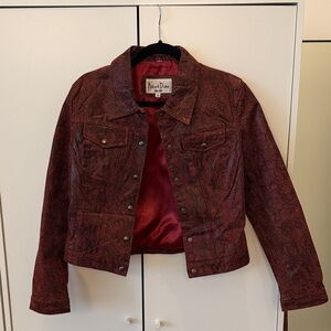 Women's Red Genuine Leather Jacket